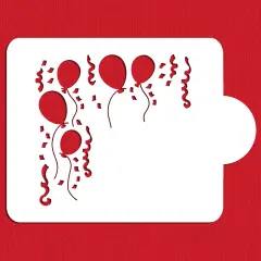 Balloons and Streamers Cake Stencil | C075 by Designer Stencils | Cake Decorating Tools | Baking Stencils for Royal Icing, Airbrush, Dusting Powder | Reusable Plastic Food Grade Stencil for Cakes | Easy to Use & Clean Cake Stencil