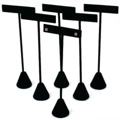 6 Black Velvet Earring T Stand Displays 6 1/2"
