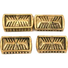 Bali Rectangle Beads Antique Gold Plate 18.5mm Approx 4