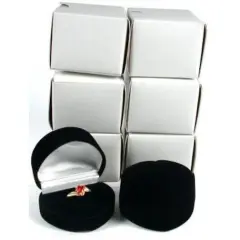 6 Black Flocked Heart Ring Gift Jewelry Display Boxes