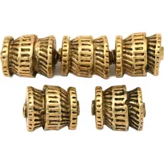 16g Barrel Bali Bead Antq Gold Plate Tube 12mm Approx 5