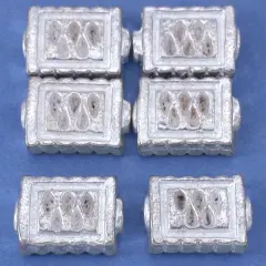 Rectangle Bead Silver Plate Tube 13mm 16 Grams Approx 6