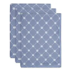DII Stonewash Blue Printed Trellis Paw Small Pet Towel (Set of 3)