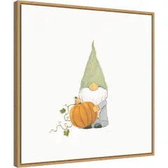 Harvest Gnomes I by Jenaya Jackson 22-in. W x 22-in. H. Canvas Wall Art Print Framed in Natural