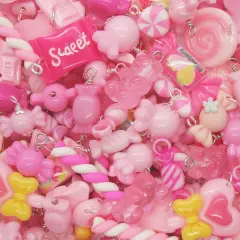 Pink Candy Charms, 25 pieces Mixed Sweets Lollipops & Chocolate Kawaii Charms, Adorabilities