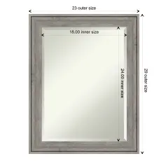 Beveled Wood Bathroom Wall Mirror, Regis Barnwood Grey Frame
