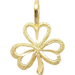 14K Gold Shamrock Charm Irish 3 Leaf Clover DC 16.5mm