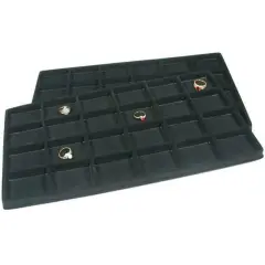 2 Display Tray Insert Black Travel 24 Compartment Box