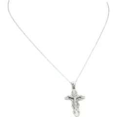 14K White Gold Crucifix Charm 18" Chain Jewelry