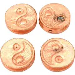 Yin Yang Beads Copper Plated Round Disc 16mm Approx 3