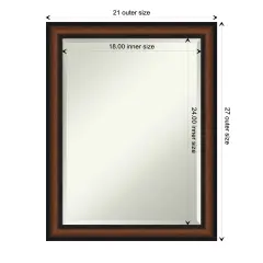 Beveled Bathroom Wall Mirror, Yale Walnut Frame