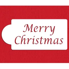 Merry Christmas Cake Stencil | C016 by Designer Stencils | Cake Decorating Tools | Baking Stencils for Royal Icing, Airbrush, Dusting Powder | Reusable Plastic Food Grade Stencil for Cakes & Cookies | Easy to Use & Clean Cake & Cookie Stencil