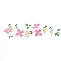 Chickadee Birds on a Branch Wall Stencil | 1284 by Designer Stencils | Animal & Nature Stencils | Reusable Art Craft Stencils for Painting on Walls, Canvas, Wood | Reusable Plastic Paint Stencil for Home Makeover | Easy to Use & Clean Art Stencil