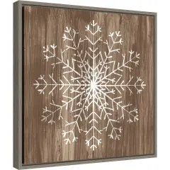 Barnwood Wonderland III Snowflake by June Erica Vess Canvas Wall Art Print Framed