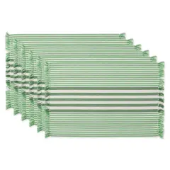 DII Blue Tonal Stripe With Fringe Placemat (Set of 6)