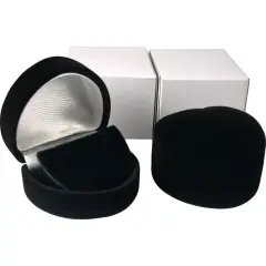 2 Heart Earring Gift Boxes Black Showcase Display