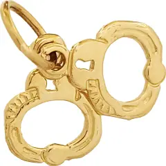 14K Gold Handcuffs 8mm Charm 18" Chain Jewelry