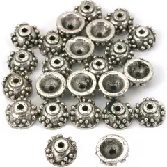 Bali Bead End Caps Antique Silver Plated 7mm Approx 24
