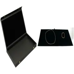 Black Faux Leather Jewelry Case w/ 1 Black Velvet Display Pad (Snap close lid)