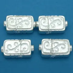 Fluted Rectangle Beads Silver Plated Bead 18mm Approx 4