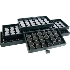 144 Black Foam Gem Jars Display & Stackable Tray