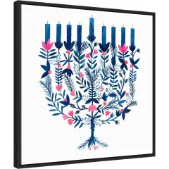 Boho Hanukkah I by Grace Popp 22-in. W x 22-in. H. Canvas Wall Art Print Framed in Black