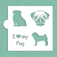 I Love My Pug Cookie & Craft Stencil | CM015 by Designer Stencils | Cookie Decorating Tools | Baking Stencils for Royal Icing, Airbrush, Dusting Powder | Craft Stencils for Canvas, Paper, Wood | Reusable Food Grade Stencil