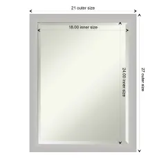 Beveled Wood Bathroom Wall Mirror, Low Luster Silver Frame