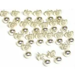 24 Sterling Silver 5mm Ball Earrings & Backs