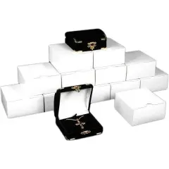 12 Pendant Gift Boxes Black Flocked Jewelry Display Box