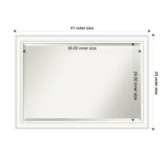 Beveled Wood Bathroom Wall Mirror, Craftsman White Frame