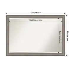 Beveled Wood Bathroom Wall Mirror, Greywash Frame