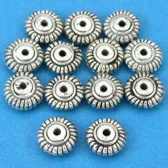 Bali Saucer Beads Antique Silver Plated 9mm Approx 12