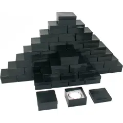 50 Black Stripe Cotton Filled Jewelry Gift Box 3 3/4"