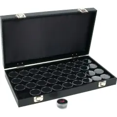 36 Gem Jars Black Display Tray Gemstone Travel Case
