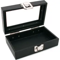 Glass Top Black Jewelry Display Travel Case Box Tray 6"