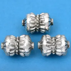 19g Bali Barrel Beads Antq Silver Plated 17mm Approx 3