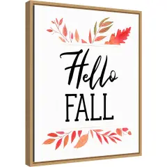 Hello Fall Leaves II by Amanti Art Portfolio 16-in. W x 20-in. H. Canvas Wall Art Print Framed in Natural