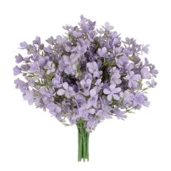 Grand Verde Myosotis Artificial Flowers Real Touch Plastic Faux Bouquets Fake Floral Greenery Stems - 10pcs Bulk Violet