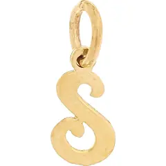 Cursive Letter "S" Charm 14k Gold 9.5mm