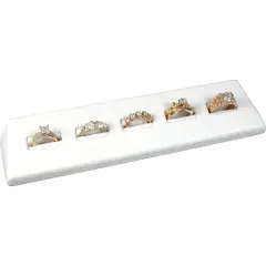 5 Slot White Leather Ring Display Jewelry Case Stand