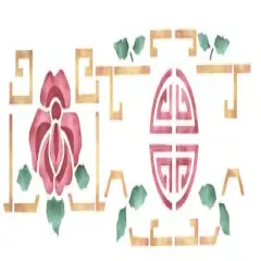 Oriental Wall Stencil Border | 079R by Designer Stencils | Pattern Stencils | Reusable Stencils for Painting | Safe & Reusable Template for Wall Decor | Try This Stencil Instead of a Wallpaper | Easy to Use & Clean Art Stencil Pattern