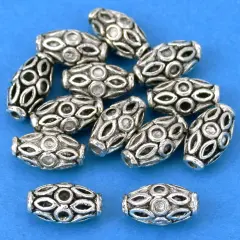 15g Bali Tube Beads Antq Silver Plated 11.5mm Approx 12