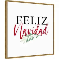 Feliz Navidad Script by Amanti Art Portfolio Canvas Wall Art Print Framed