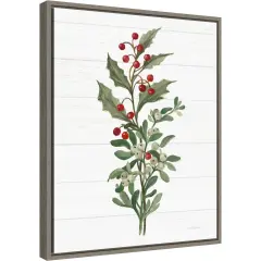Christmas Moments V (Holly) by Silvia Vassileva Canvas Wall Art Print Framed Grey