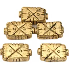 Fluted Rectangle Beads Antique Gold Plate 19mm Approx 4