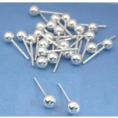 24 Ball Earrings Piercing Studs Sterling Silver Parts