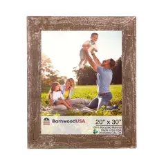 Rustic Farmhouse 20 in. x 30 in. Reclaimed Wood Picture Frame Brown
