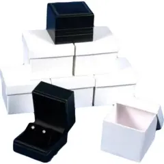 6 Earring Boxes Black Leather Showcase Jewelry Display