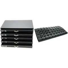 Jewelry Display 5 Drawer Organizer Storage Case with Jar Tray Inserts 6 Pcs